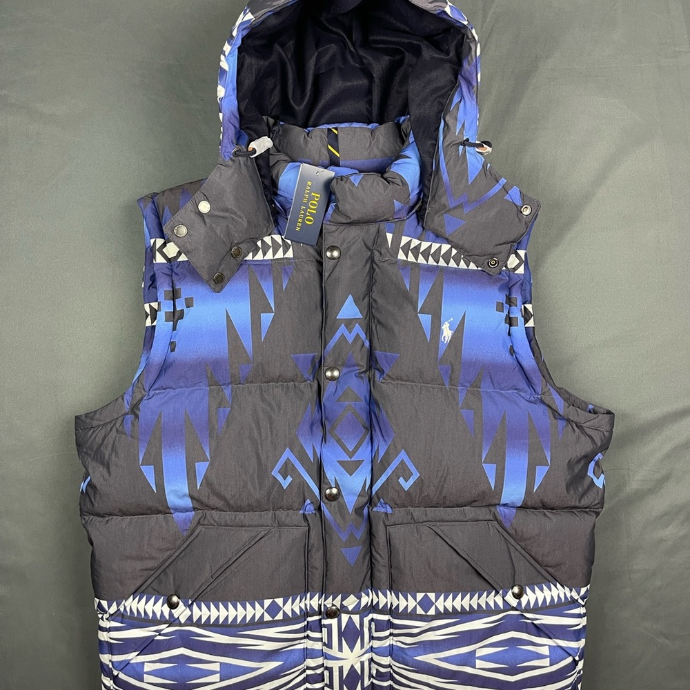 Polo Ralph Lauren Southwestern Aztec Down Filled Puffer Jacket Vest Large - Picture 11 of 12